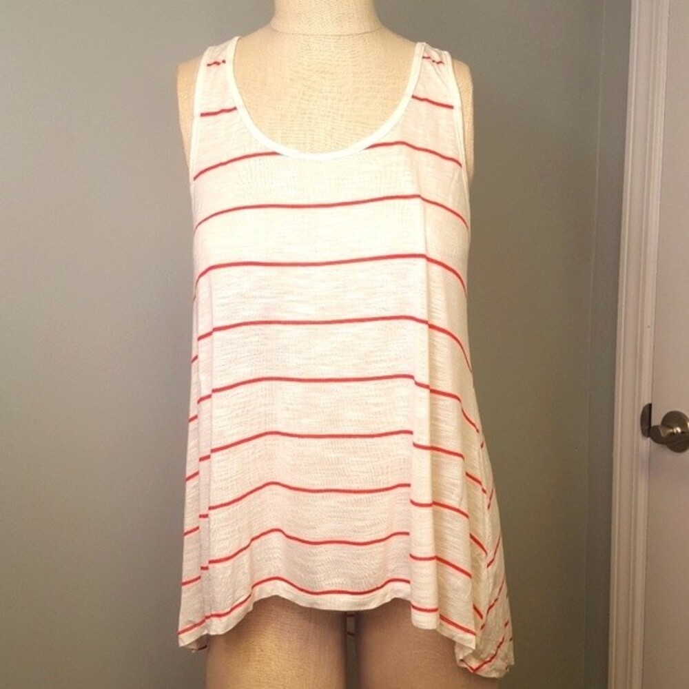 White and Red Striped Tunic Tank Heart and Hips